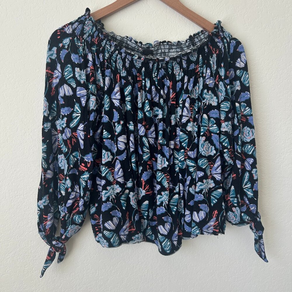 We The Free People Top Womens Medium Floral Off The Shoulder Smocked Lexington M